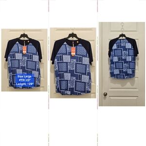 CON.STRUCT SS Geometric Print Crewneck Lounge Top, NWT, Size Large